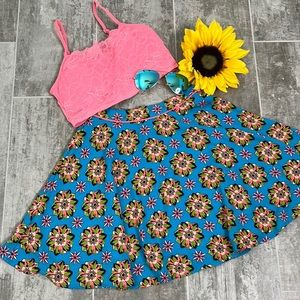 Flying Tomato Blue Floral Skirt and Bralette Bundle
